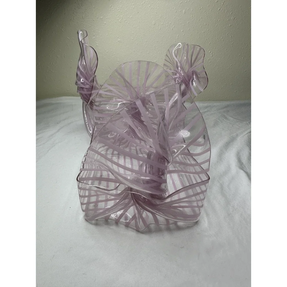 CT Designs Retro Charlevoix MI Lucite Acrylic Freeform Pink‎ Stripes Basket Set